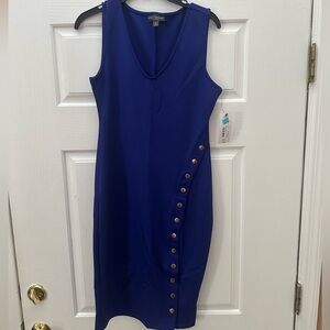 BOLD elements Royal Blue Midi Dress with Side Buttons